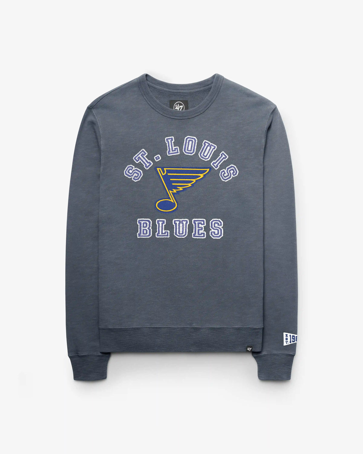 ST LOUIS BLUES VINTAGE CALDERWOOD WELL WORN '47 FRENCH TERRY CREW