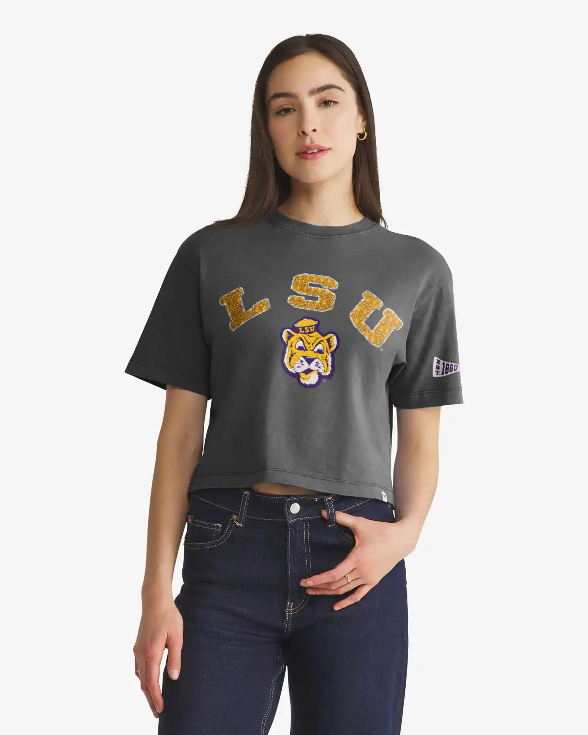 LOUISIANA STATE TIGERS LSU VINTAGE ELMORE WELL WORN '47 HEAVY SLUB TEE WOMENS