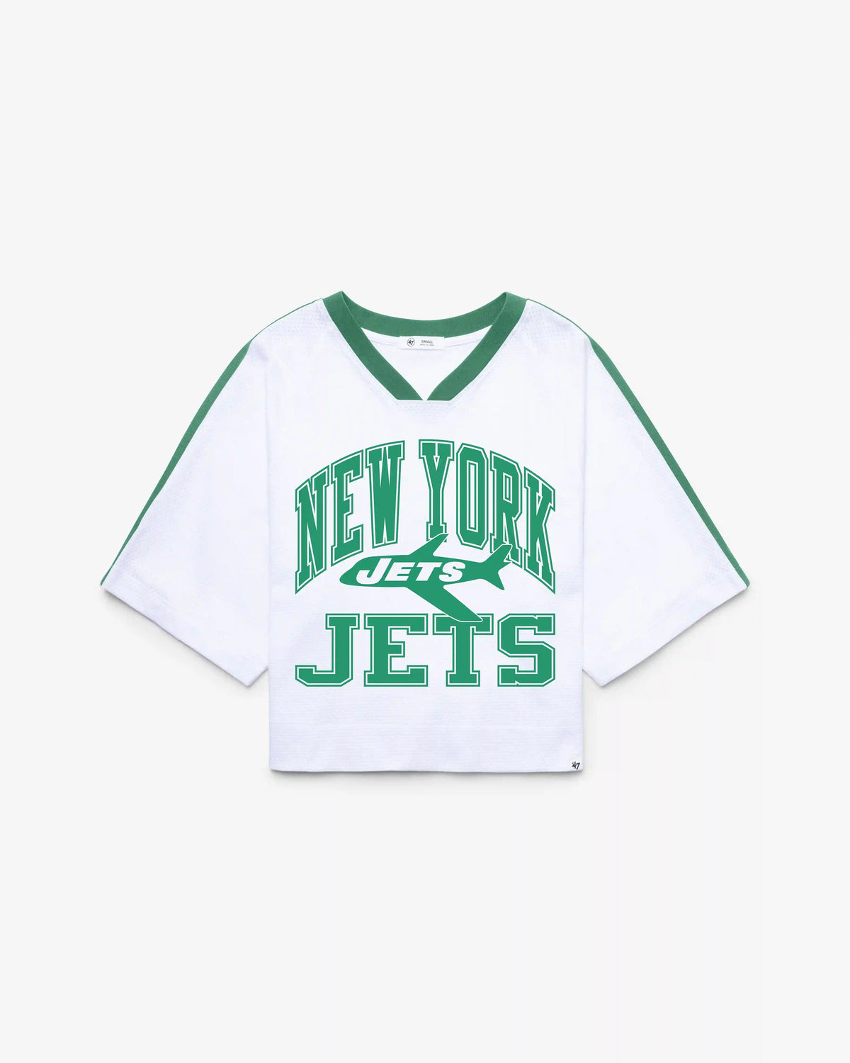 NEW YORK JETS HISTORIC BIG OVERARCH '47 WOMEN'S DROP NEEDLE RAGLAN JERSEY
