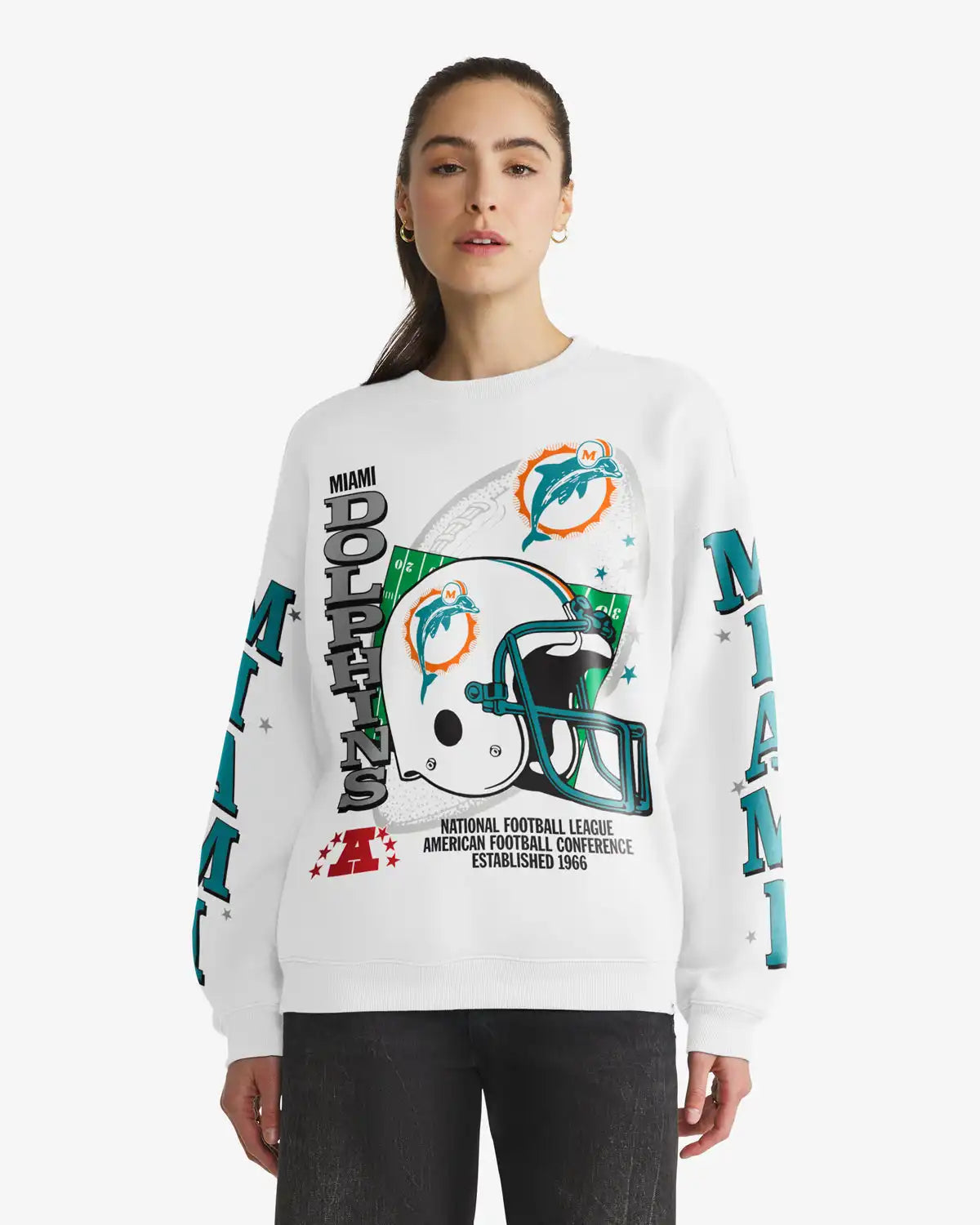 MIAMI DOLPHINS HISTORIC THUNDEROUS '47 WOMEN'S OVERSIZED CREW