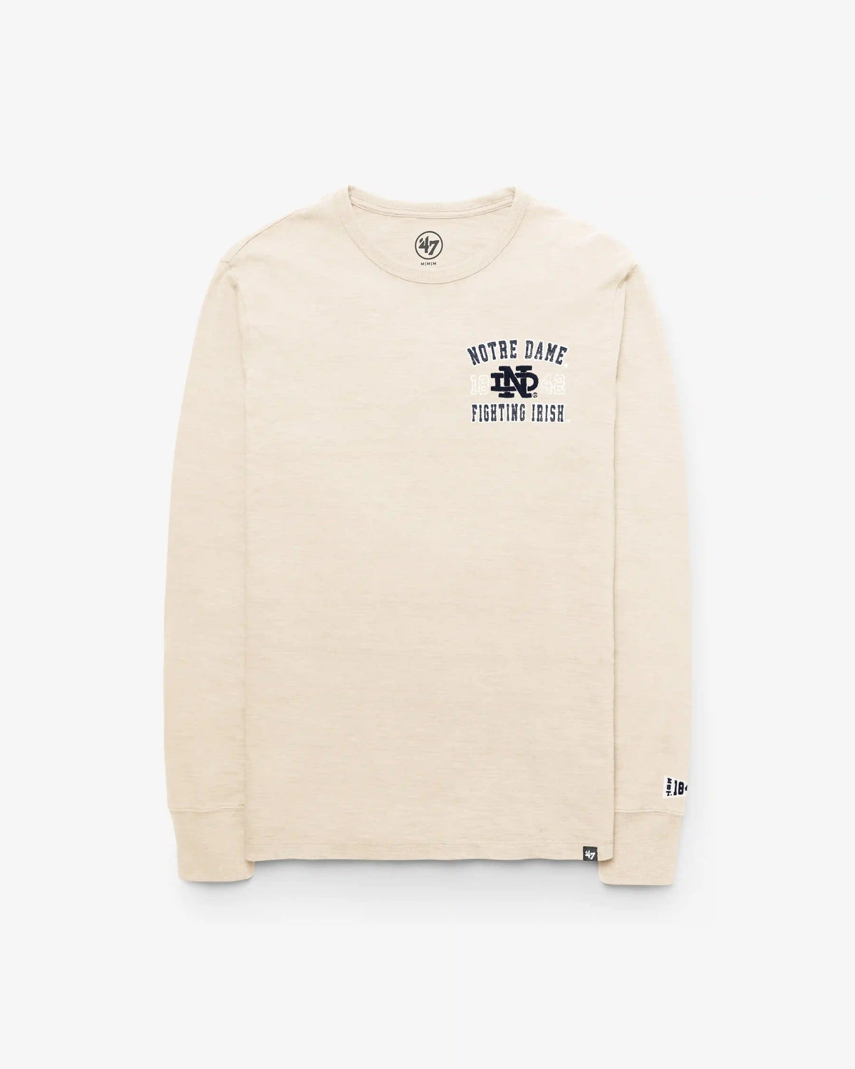 NOTRE DAME FIGHTING IRISH VINTAGE EGREMONT WELL WORN '47 HEAVY SLUB LONG SLEEVE TEE