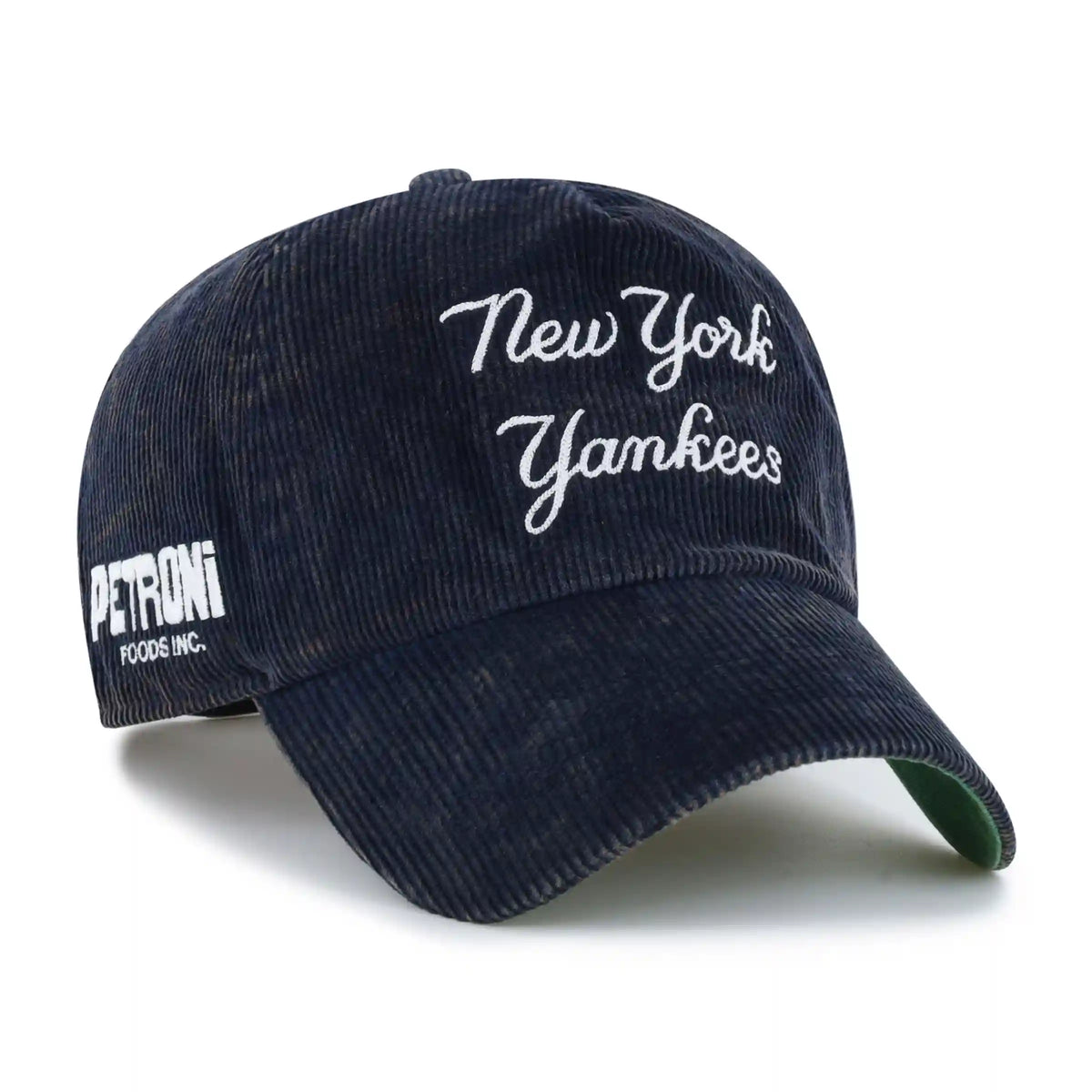 NEW YORK YANKEES PETRONI FOODS CORD SCRIPT '47 CLEAN UP PINCH FRONT