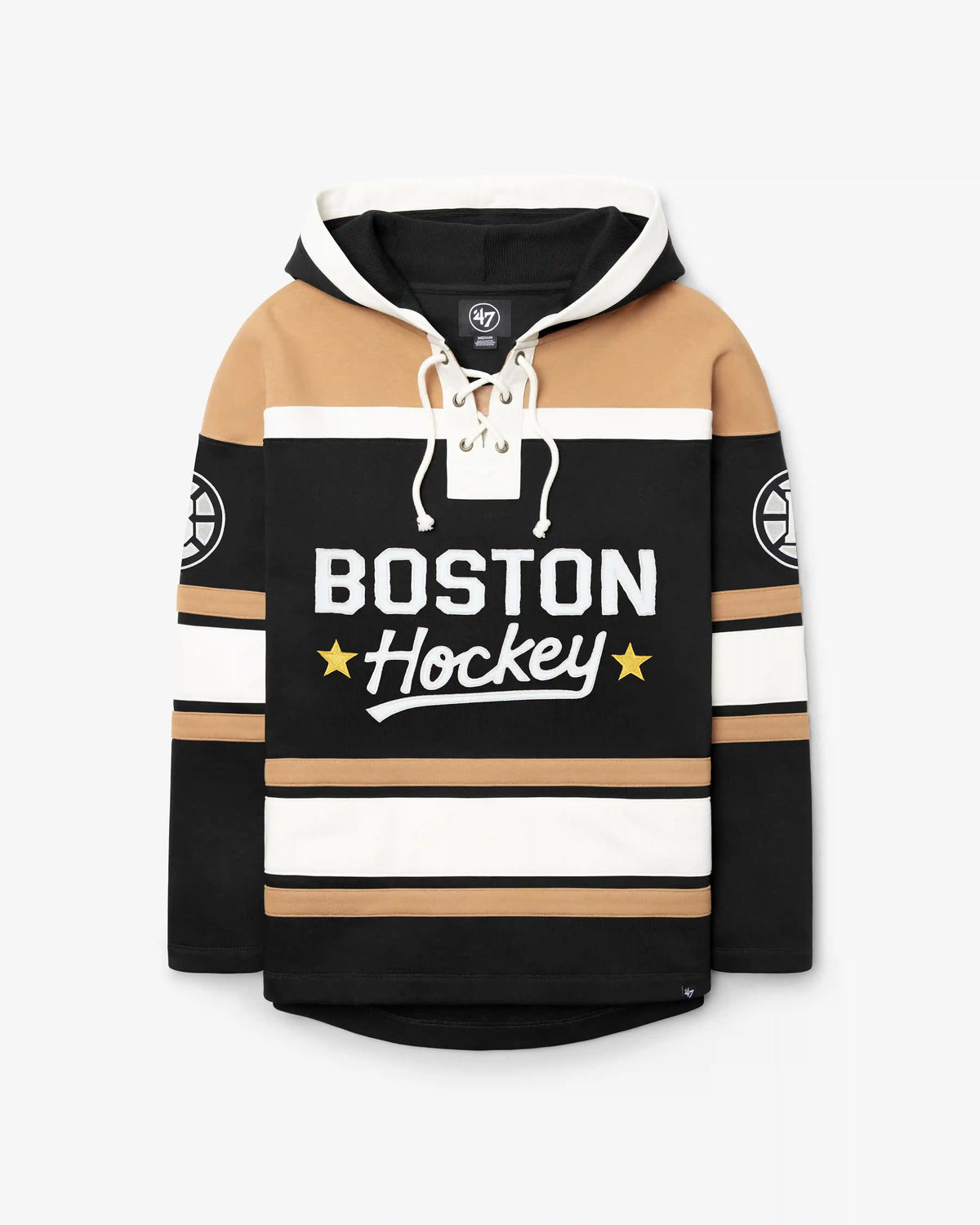 BOSTON BRUINS BLOCK SCRIPT SUPERIOR '47 LACER HOOD