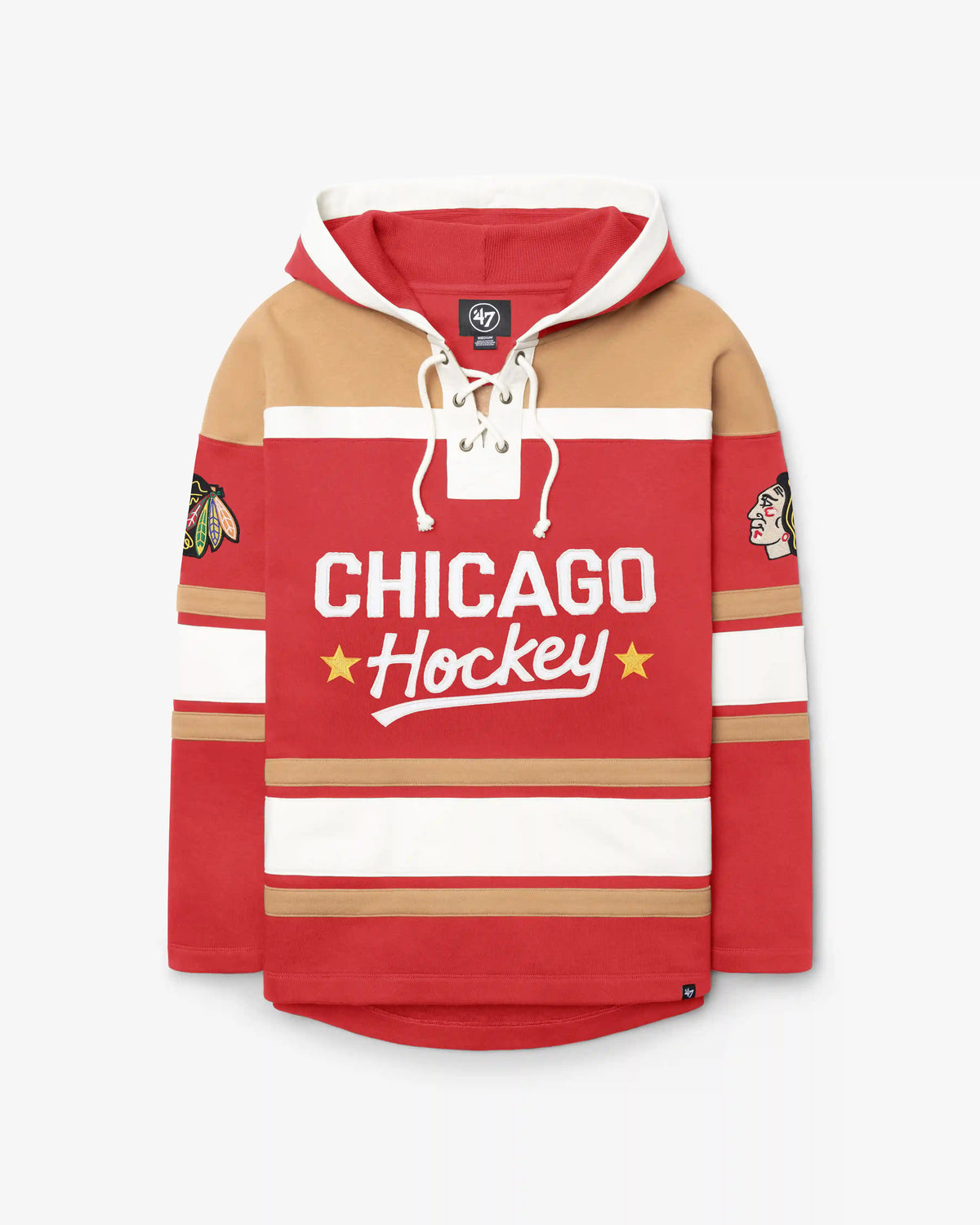 CHICAGO BLACKHAWKS BLOCK SCRIPT SUPERIOR '47 LACER HOOD