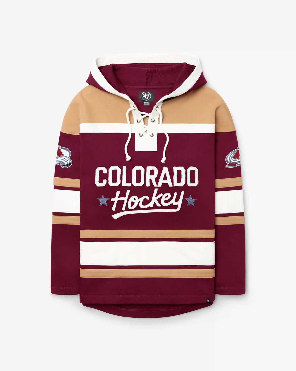 COLORADO AVALANCHE BLOCK SCRIPT SUPERIOR '47 LACER HOOD