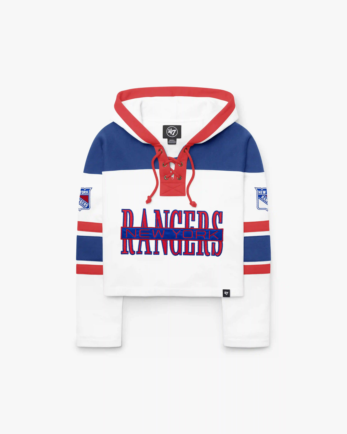 NEW YORK RANGERS CUT THRU CROPPED '47 WOMEN'S SUPERIOR LACER HOOD