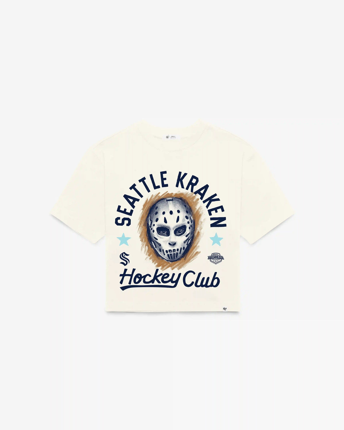 SEATTLE KRAKEN ARCH MASK '47 FOUNDATION CROP TEE WOMENS