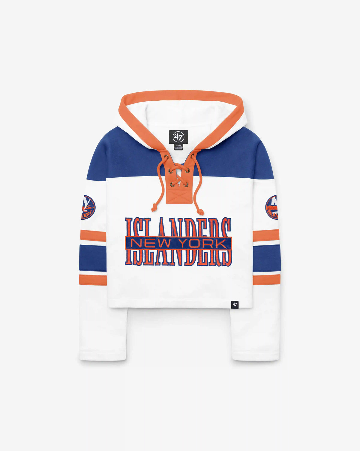 NEW YORK ISLANDERS CUT THRU CROPPED '47 WOMEN'S SUPERIOR LACER HOOD