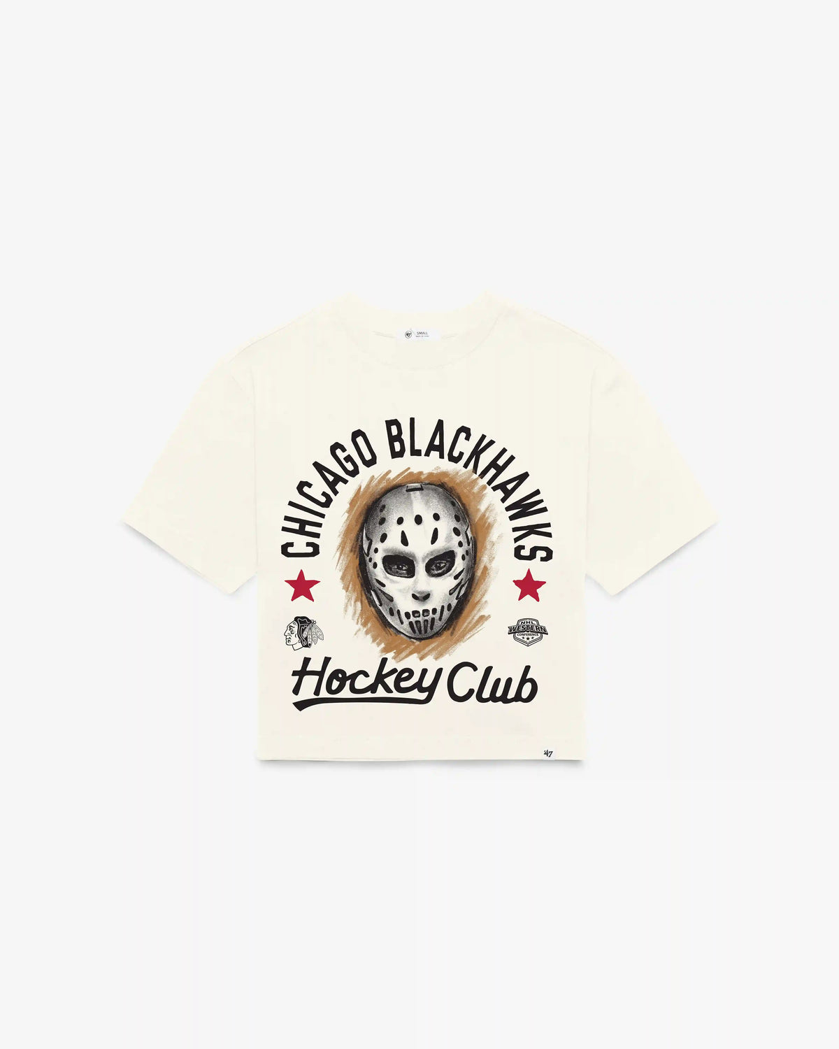CHICAGO BLACKHAWKS ARCH MASK '47 FOUNDATION CROP TEE WOMENS
