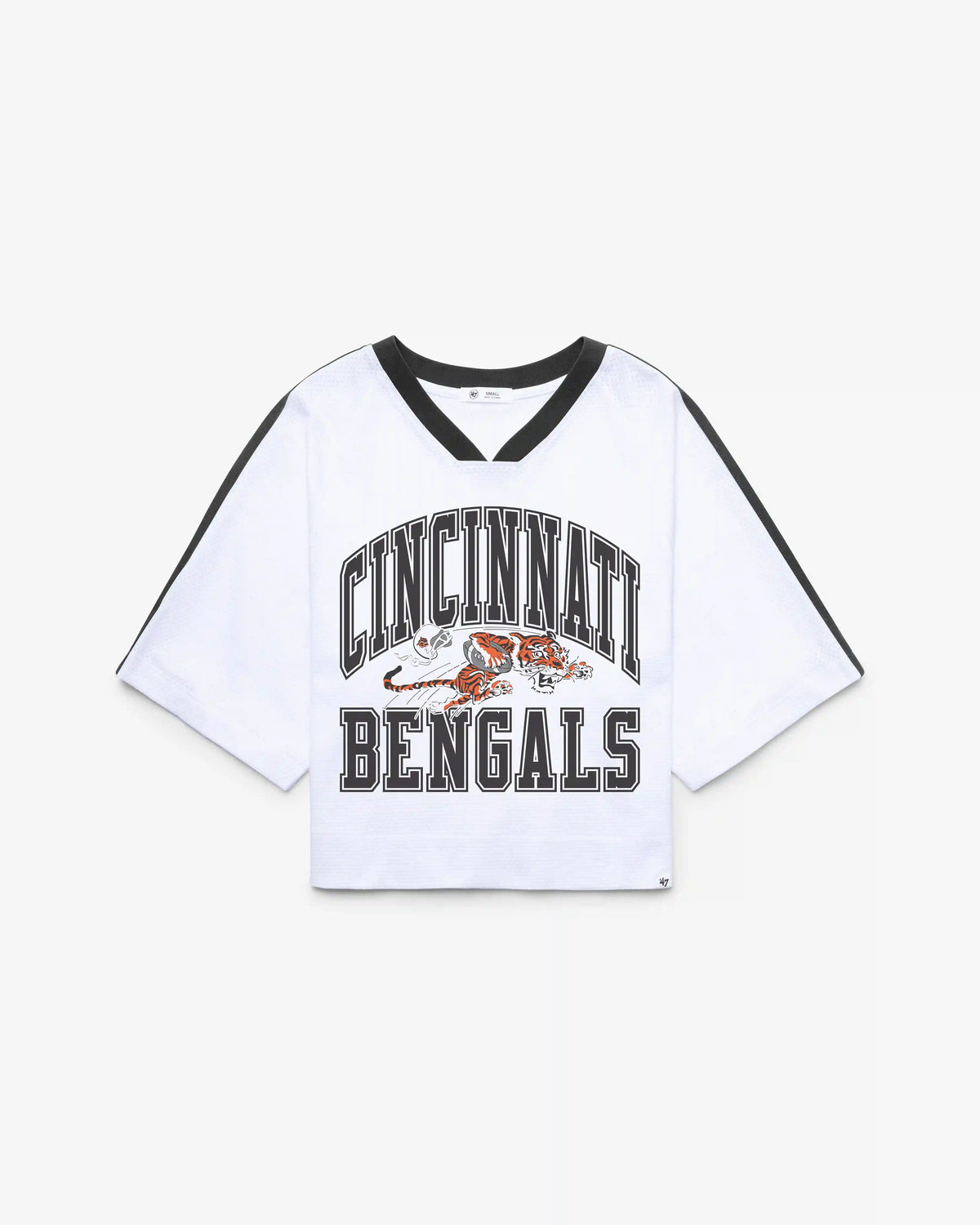 CINCINNATI BENGALS HISTORIC BIG OVERARCH '47 WOMEN'S DROP NEEDLE RAGLAN JERSEY