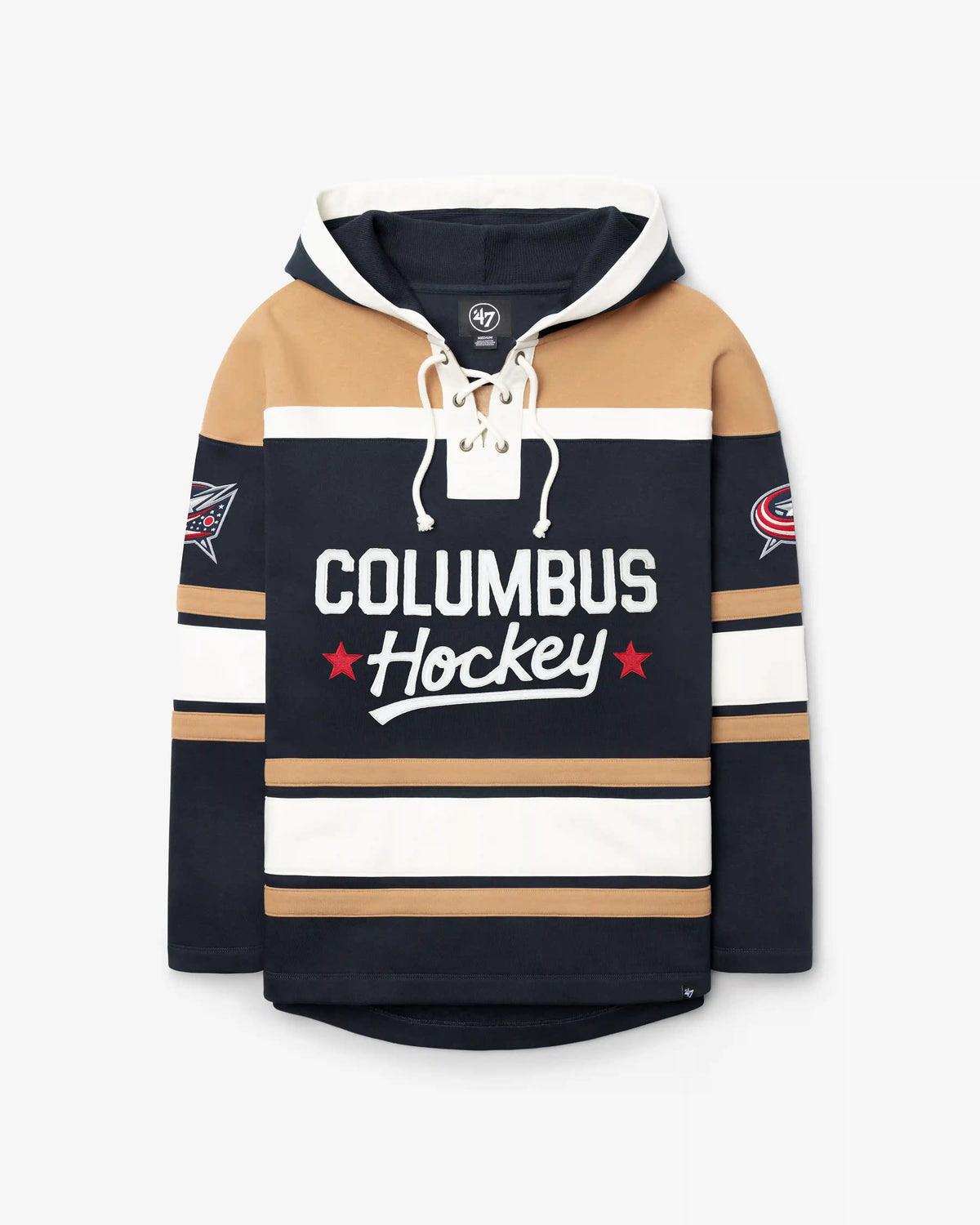 COLUMBUS BLUE JACKETS BLOCK SCRIPT SUPERIOR '47 LACER HOOD