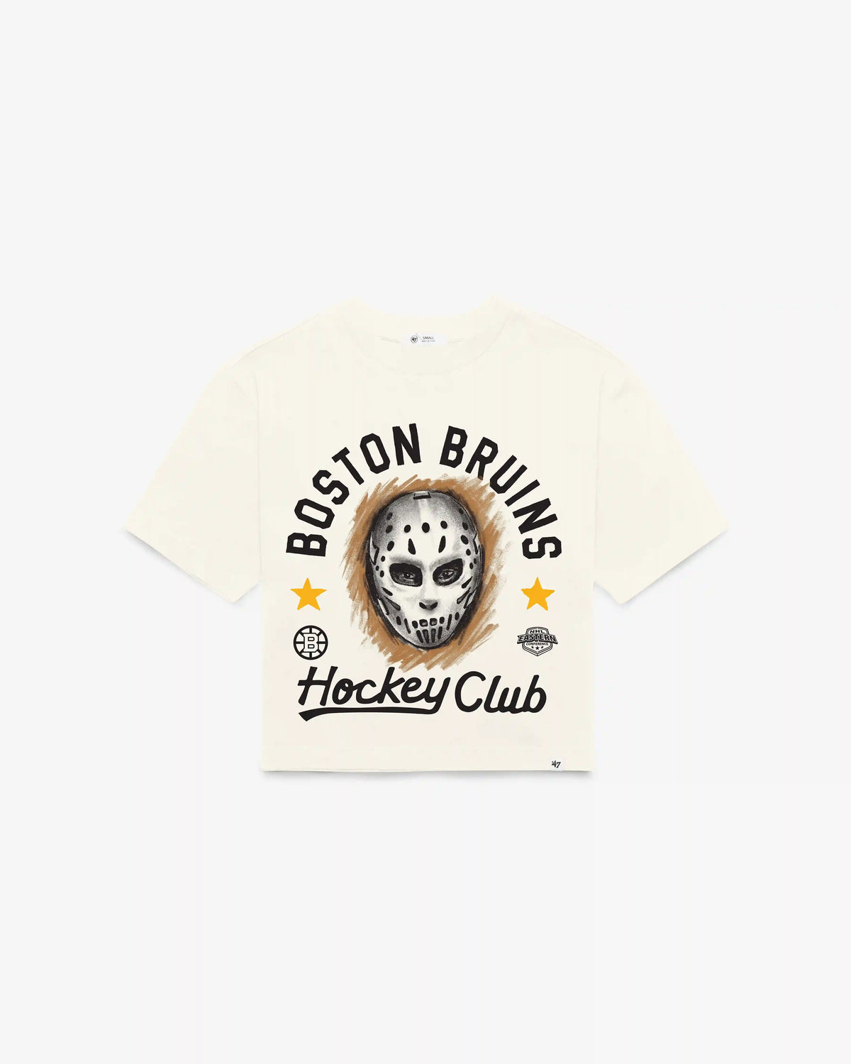 BOSTON BRUINS ARCH MASK '47 FOUNDATION CROP TEE WOMENS