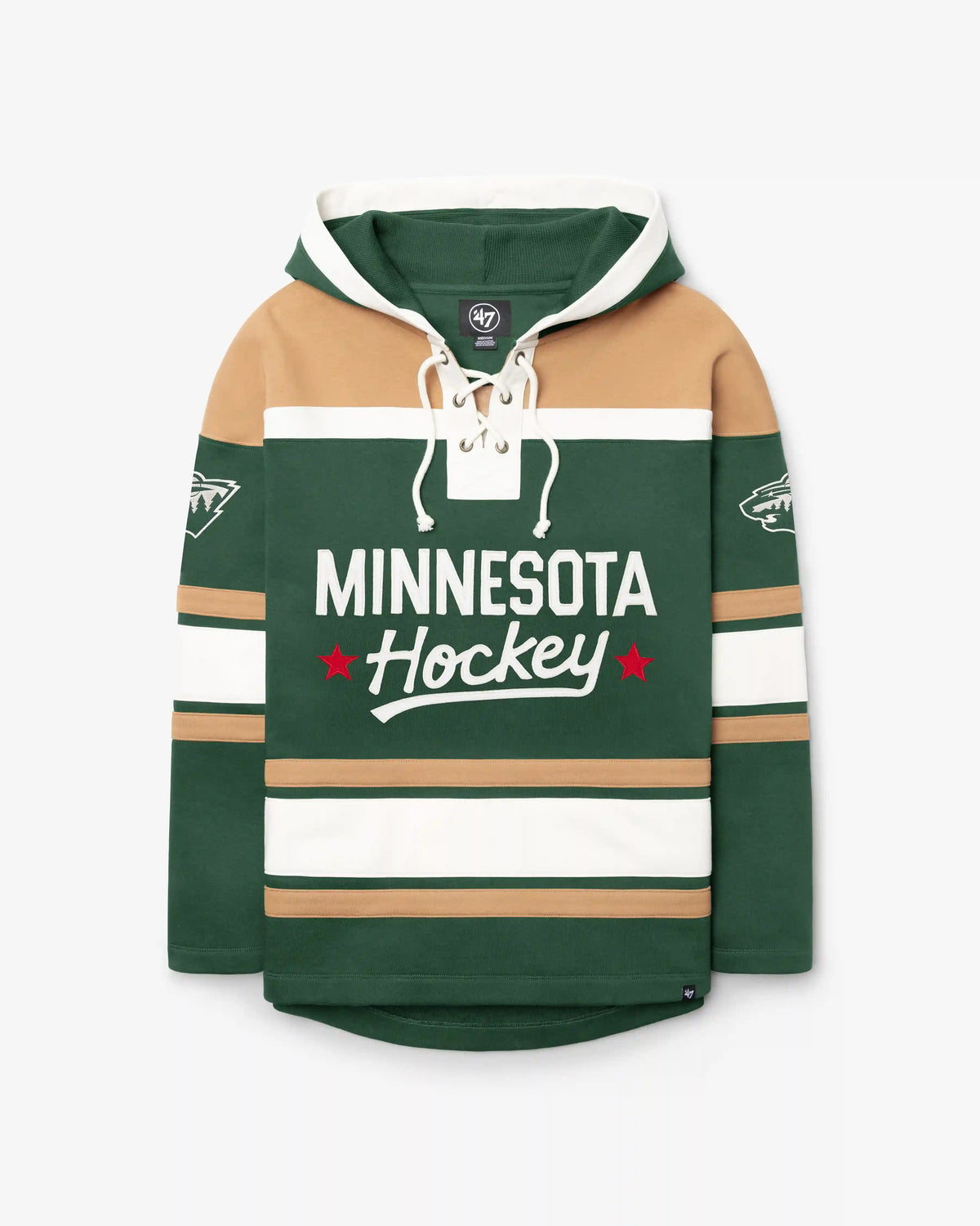 MINNESOTA WILD BLOCK SCRIPT SUPERIOR '47 LACER HOOD
