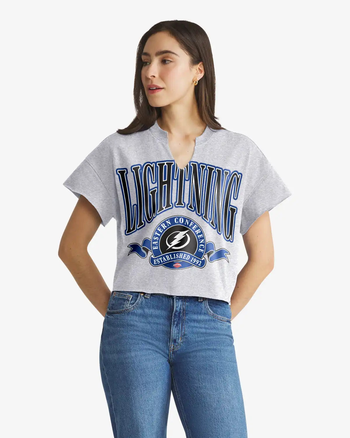 TAMPA BAY LIGHTNING BANNERS OUT '47 WOMEN'S OVERSIZED NOTCH NECK TEE