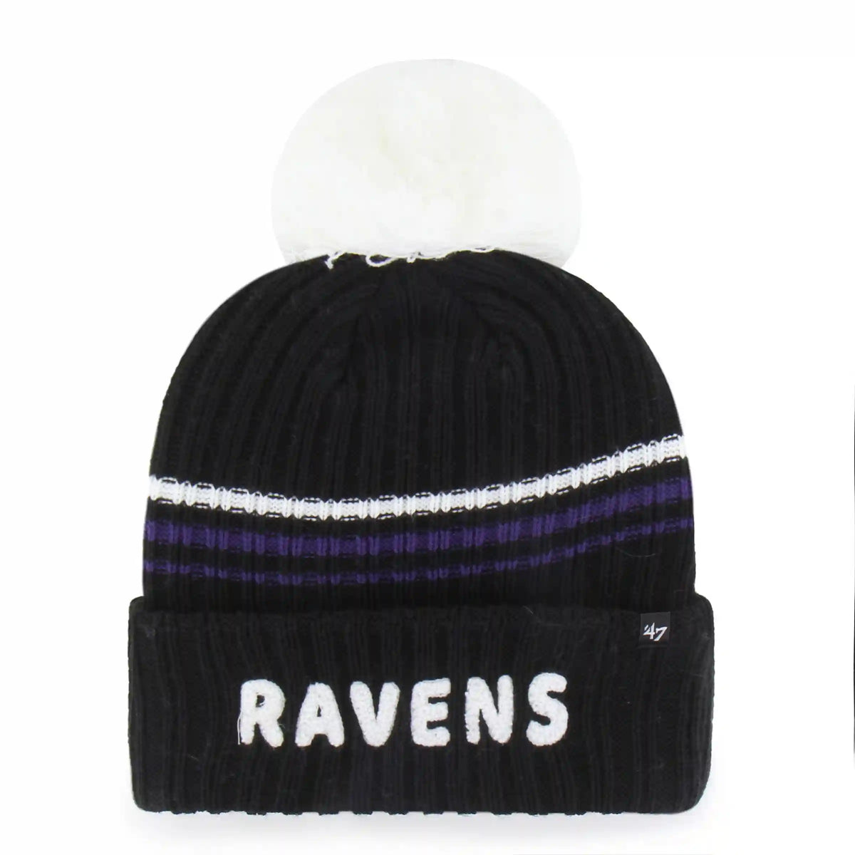 BALTIMORE RAVENS FUZZY SCRIPT '47 WOMEN'S CUFF KNIT