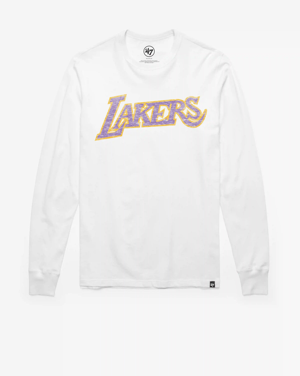 LOS ANGELES LAKERS HARDWOOD CLASSICS WHITE WASH PREMIER '47 FRANKLIN LONG SLEEVE TEE