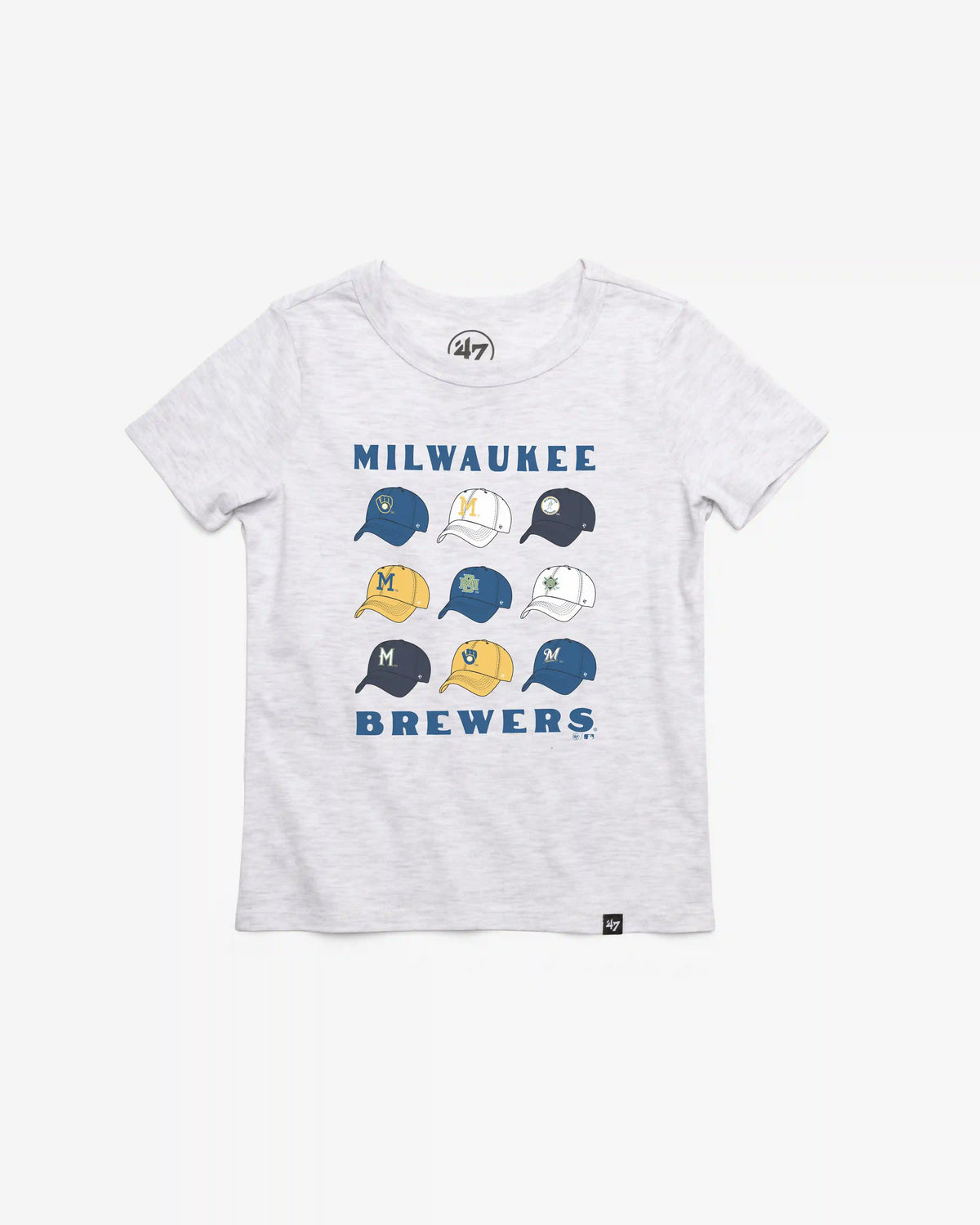 MILWAUKEE BREWERS COOPERSTOWN CAP OFF '47 KID'S FRANKLIN TEE