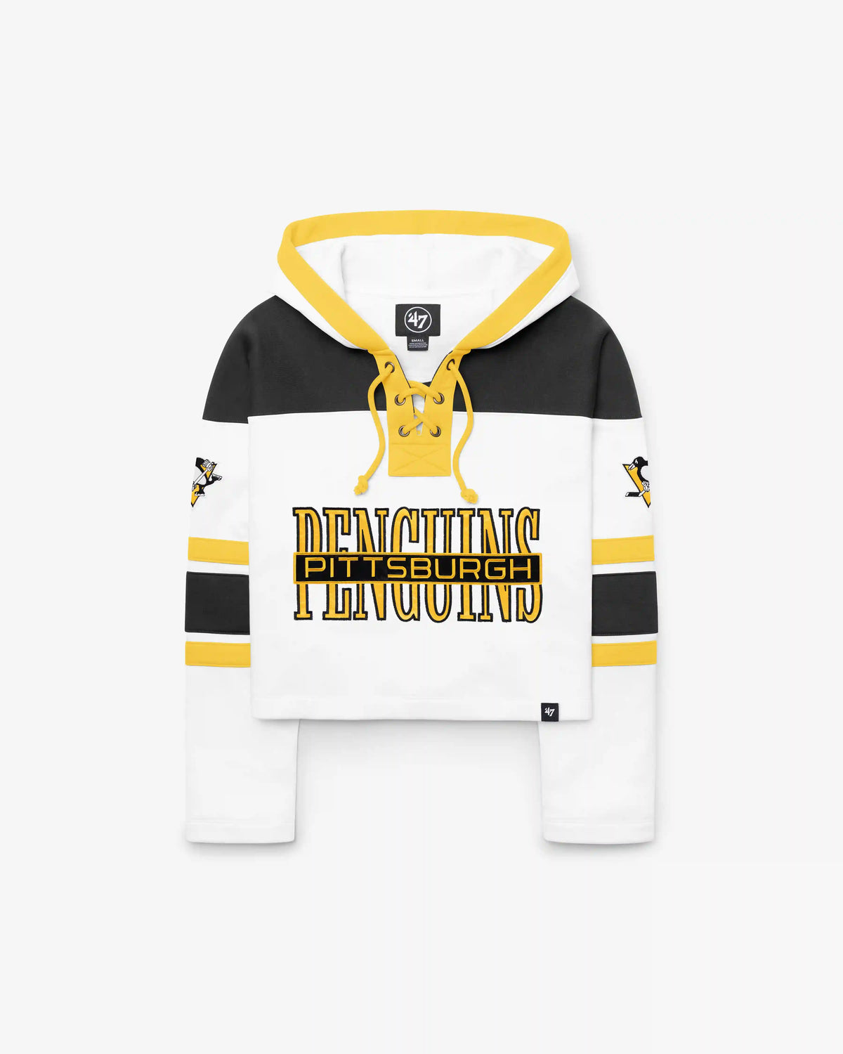 PITTSBURGH PENGUINS CUT THRU CROPPED '47 WOMEN'S SUPERIOR LACER HOOD