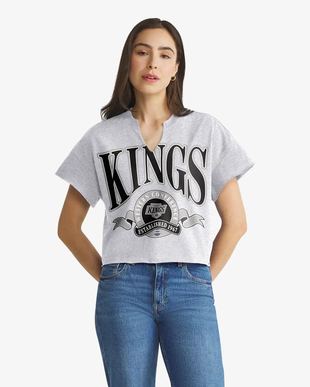 LOS ANGELES KINGS BANNERS OUT '47 WOMEN'S OVERSIZED NOTCH NECK TEE