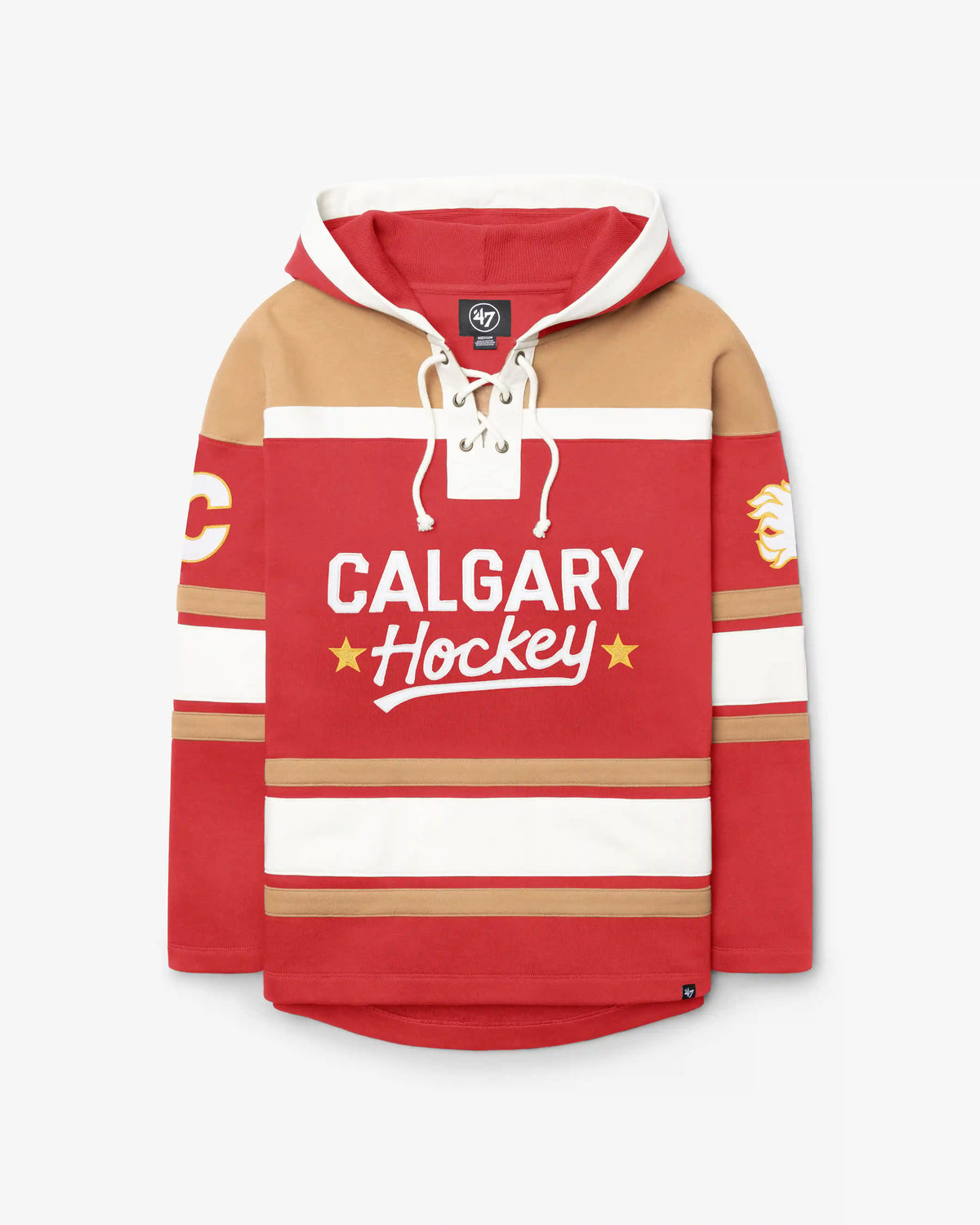 CALGARY FLAMES BLOCK SCRIPT SUPERIOR '47 LACER HOOD