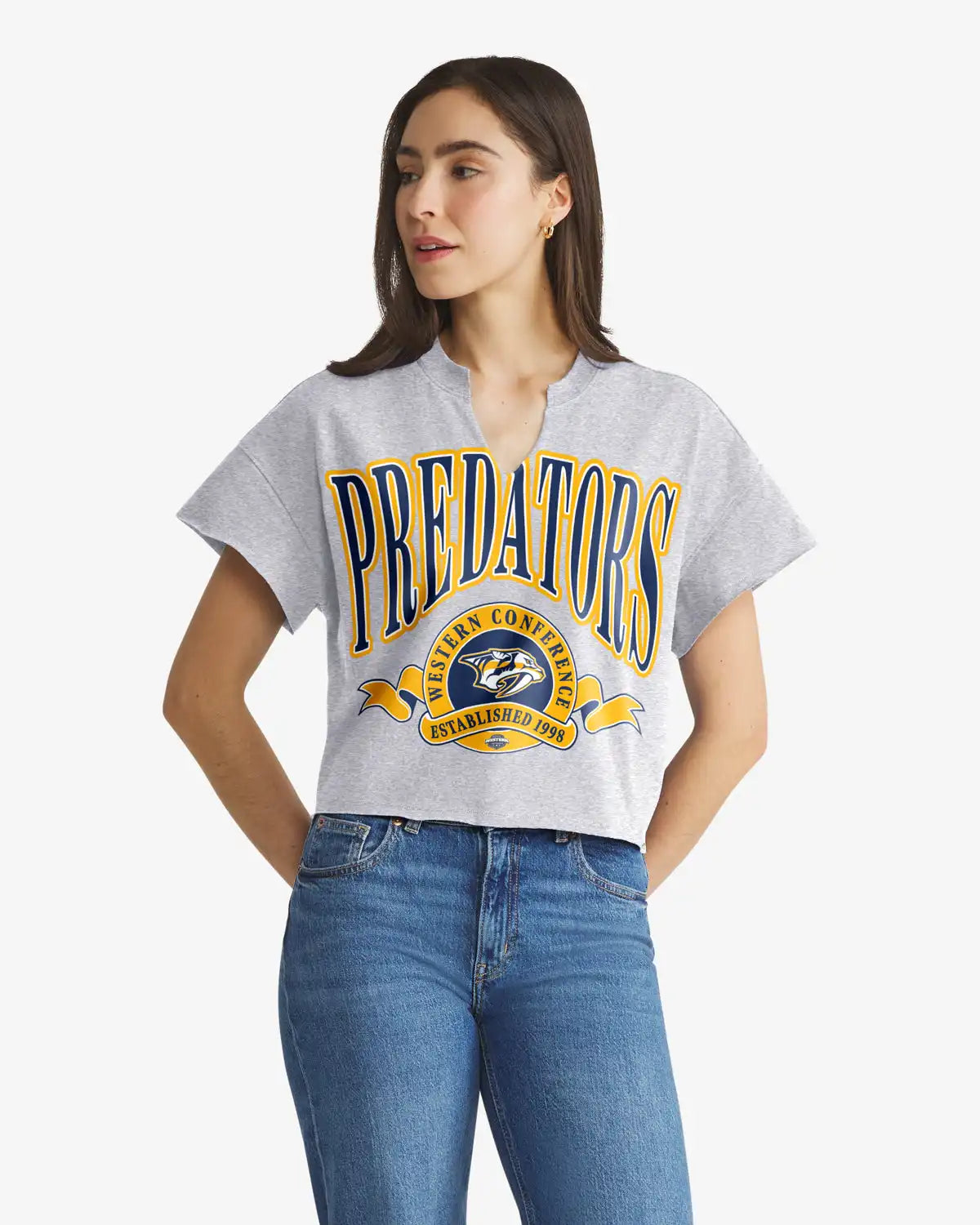 NASHVILLE PREDATORS BANNERS OUT '47 WOMEN'S OVERSIZED NOTCH NECK TEE