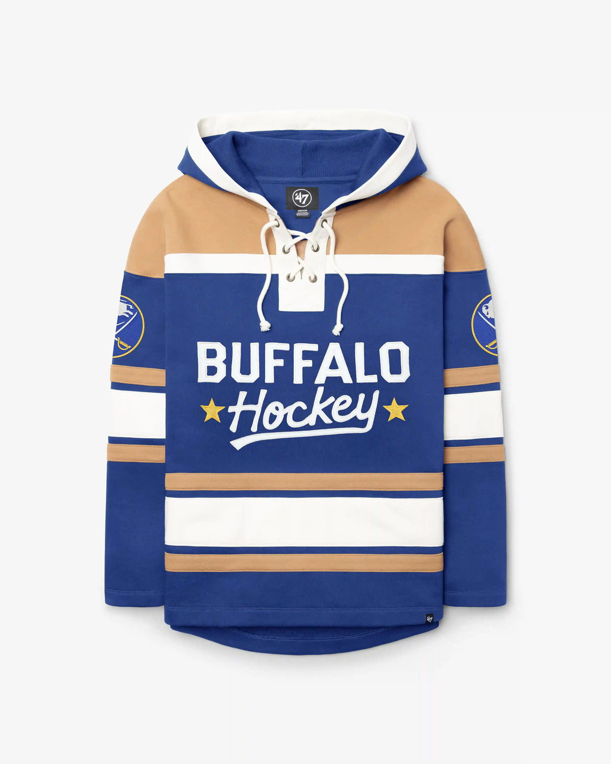 BUFFALO SABRES BLOCK SCRIPT SUPERIOR '47 LACER HOOD