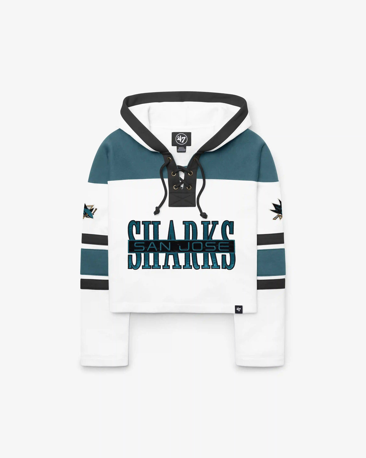 SAN JOSE SHARKS CUT THRU CROPPED '47 WOMEN'S SUPERIOR LACER HOOD