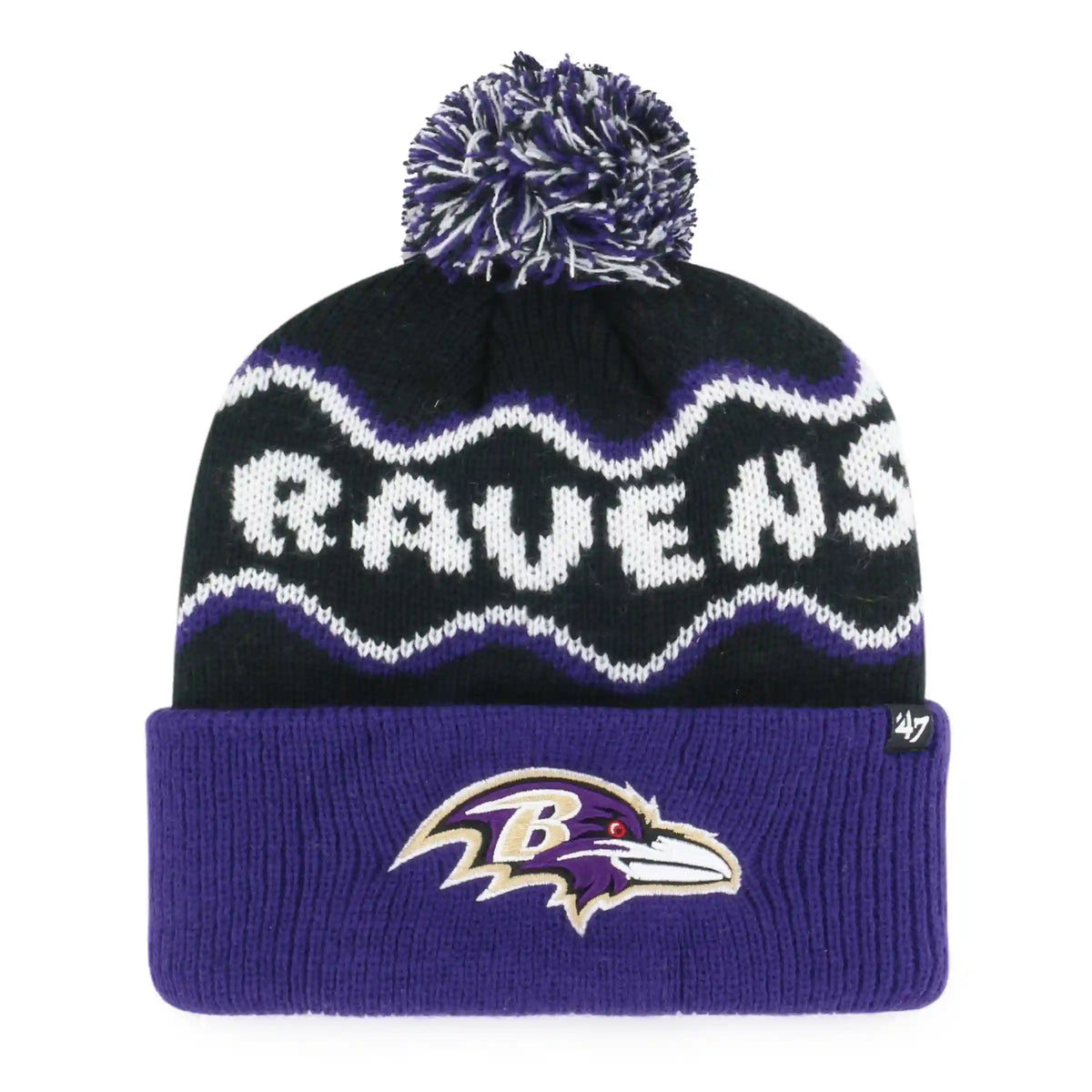BALTIMORE RAVENS SQUIGGLE SCRIPT '47 KID'S CUFF KNIT