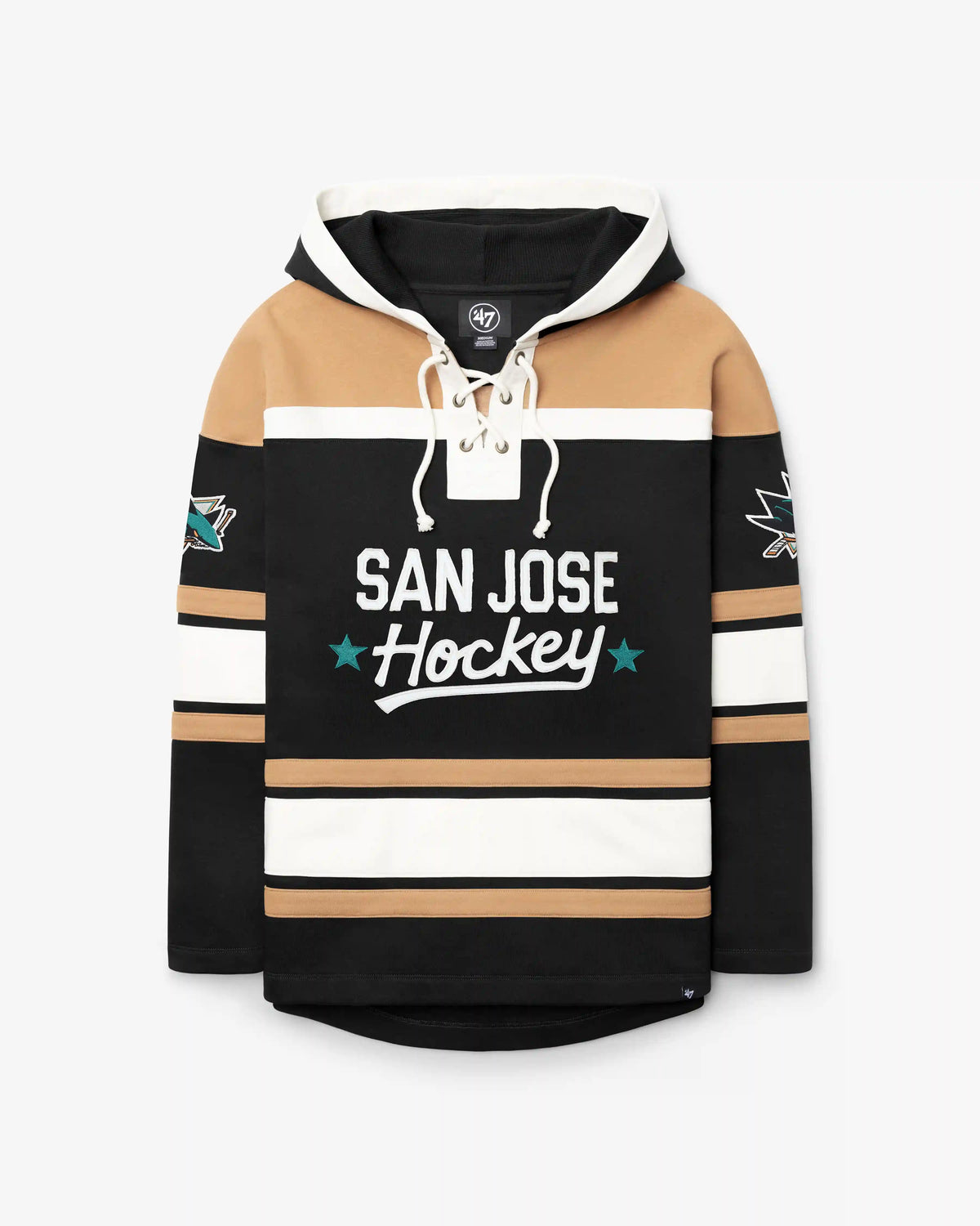 SAN JOSE SHARKS BLOCK SCRIPT SUPERIOR '47 LACER HOOD