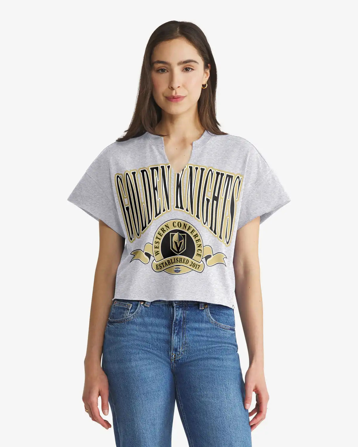 VEGAS GOLDEN KNIGHTS BANNERS OUT '47 WOMEN'S OVERSIZED NOTCH NECK TEE