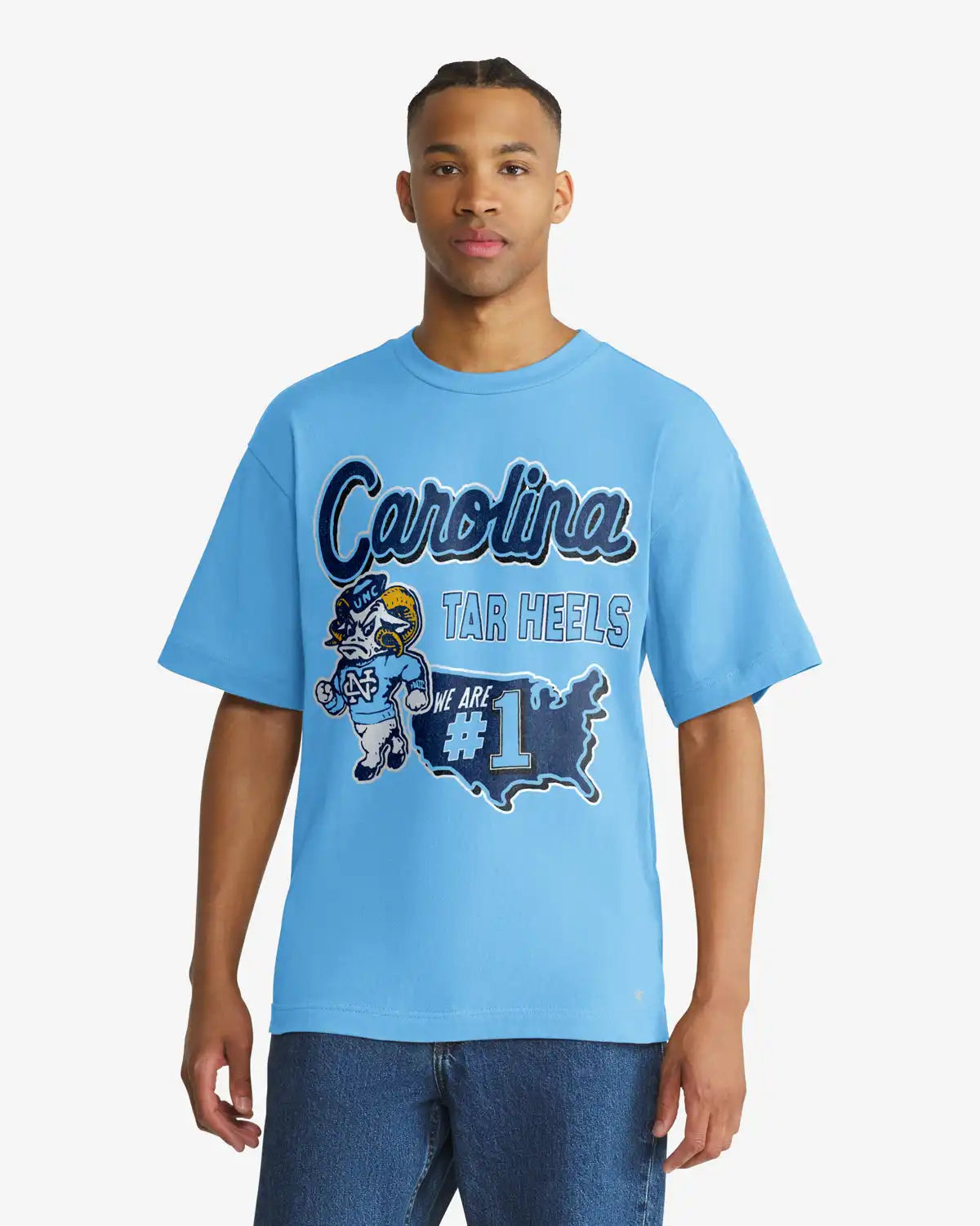 NORTH CAROLINA TAR HEELS UNC VINTAGE MASCOT MANIA '47 FOUNDATION TEE