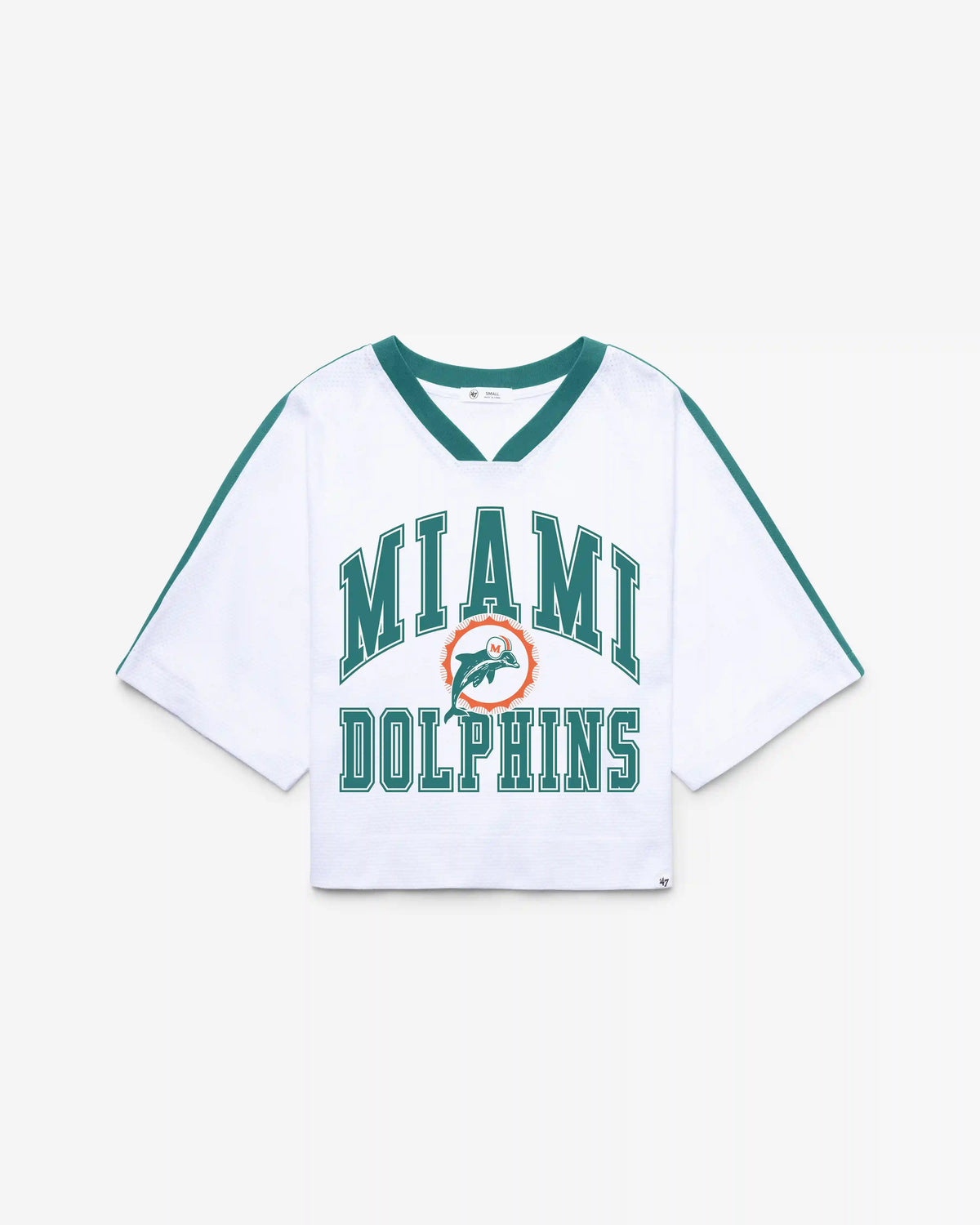 MIAMI DOLPHINS HISTORIC BIG OVERARCH '47 WOMEN'S DROP NEEDLE RAGLAN JERSEY