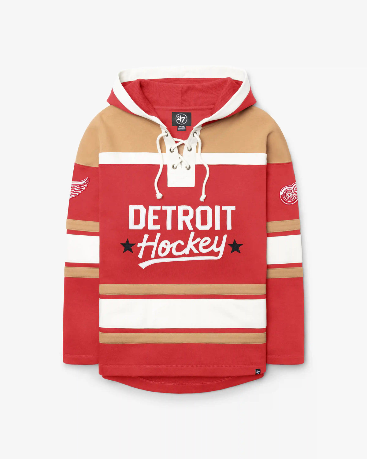 DETROIT RED WINGS BLOCK SCRIPT SUPERIOR '47 LACER HOOD