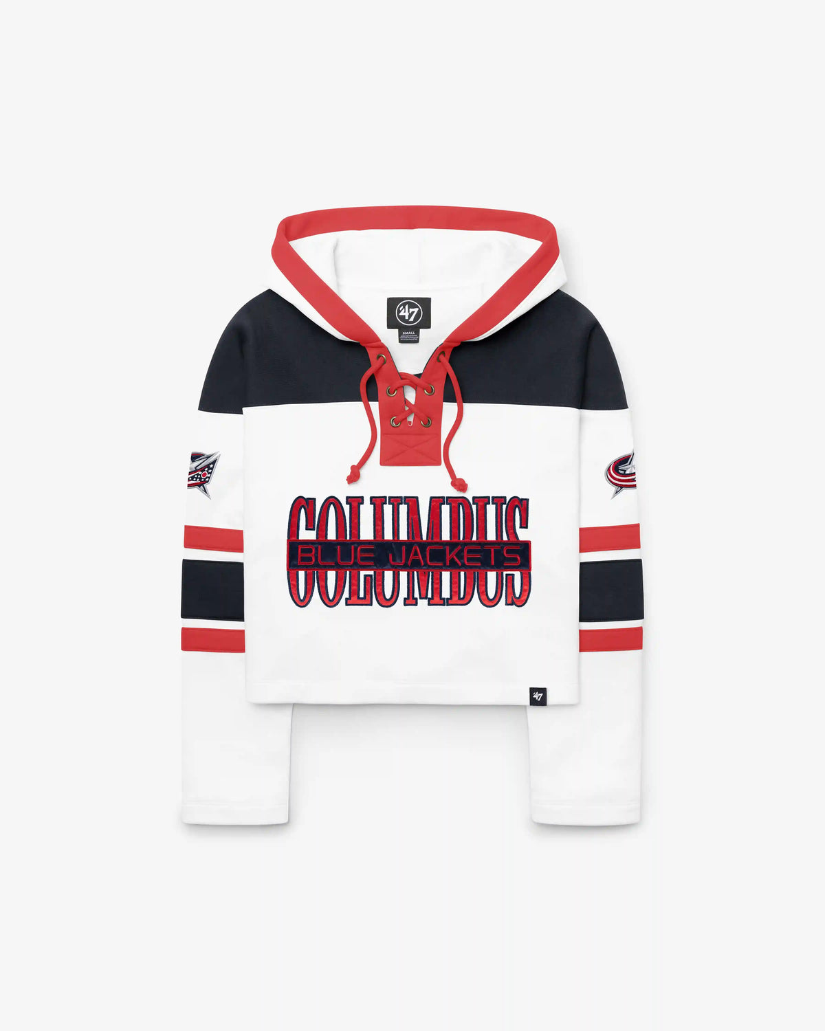 COLUMBUS BLUE JACKETS CUT THRU CROPPED '47 WOMEN'S SUPERIOR LACER HOOD