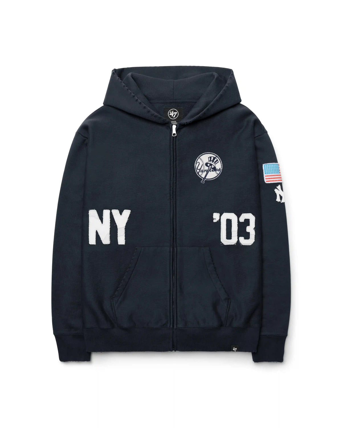 NEW YORK YANKEES COOPERSTOWN FIRST NINE DISTRESSED '47 FULL ZIP HOOD