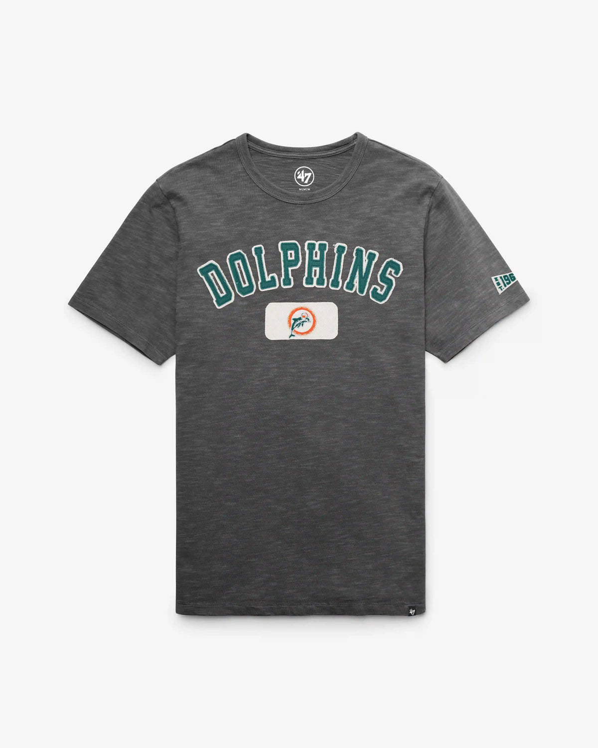 MIAMI DOLPHINS HISTORIC SEYMOORE WELL WORN '47 HEAVY SLUB TEE