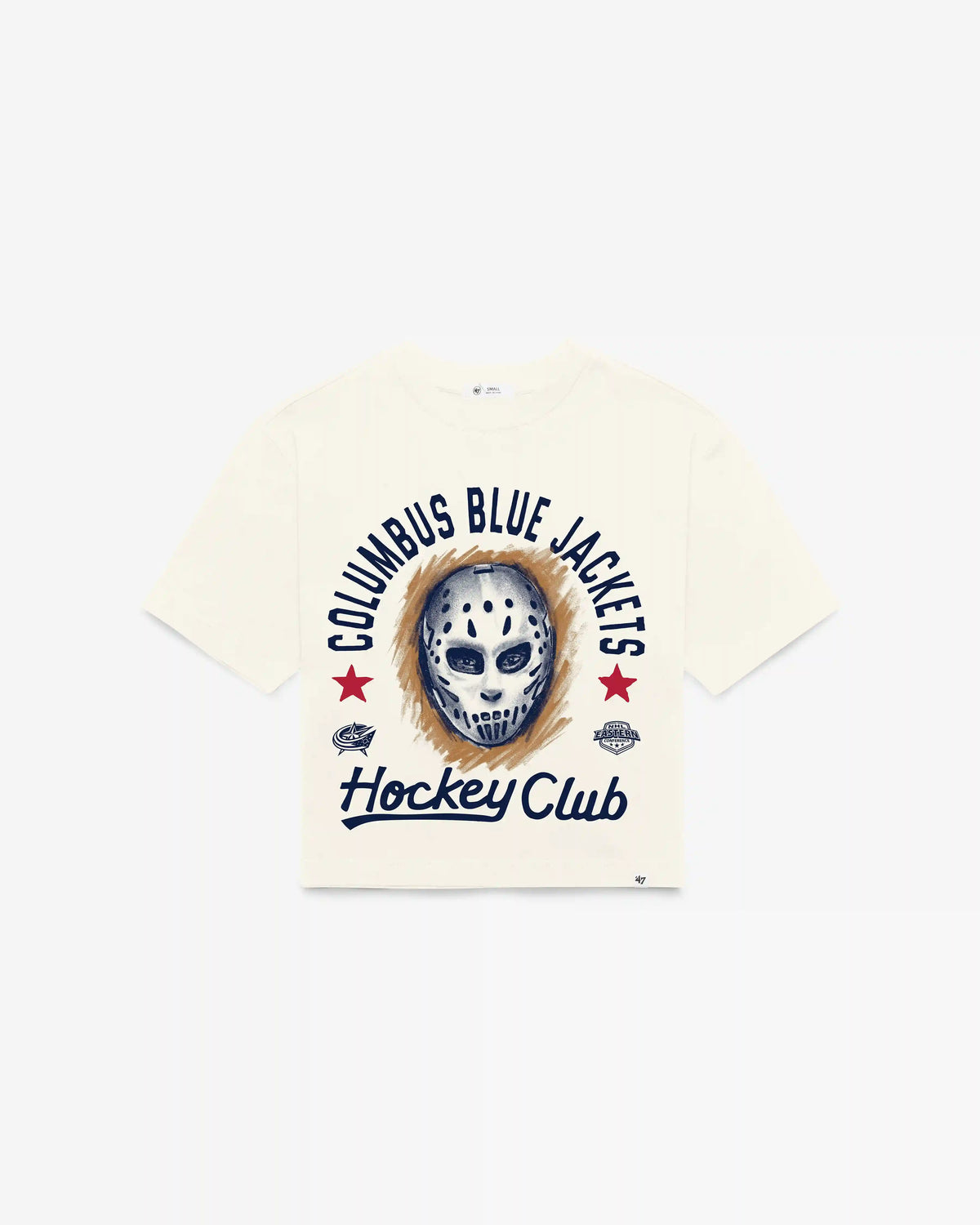 COLUMBUS BLUE JACKETS ARCH MASK '47 FOUNDATION CROP TEE WOMENS