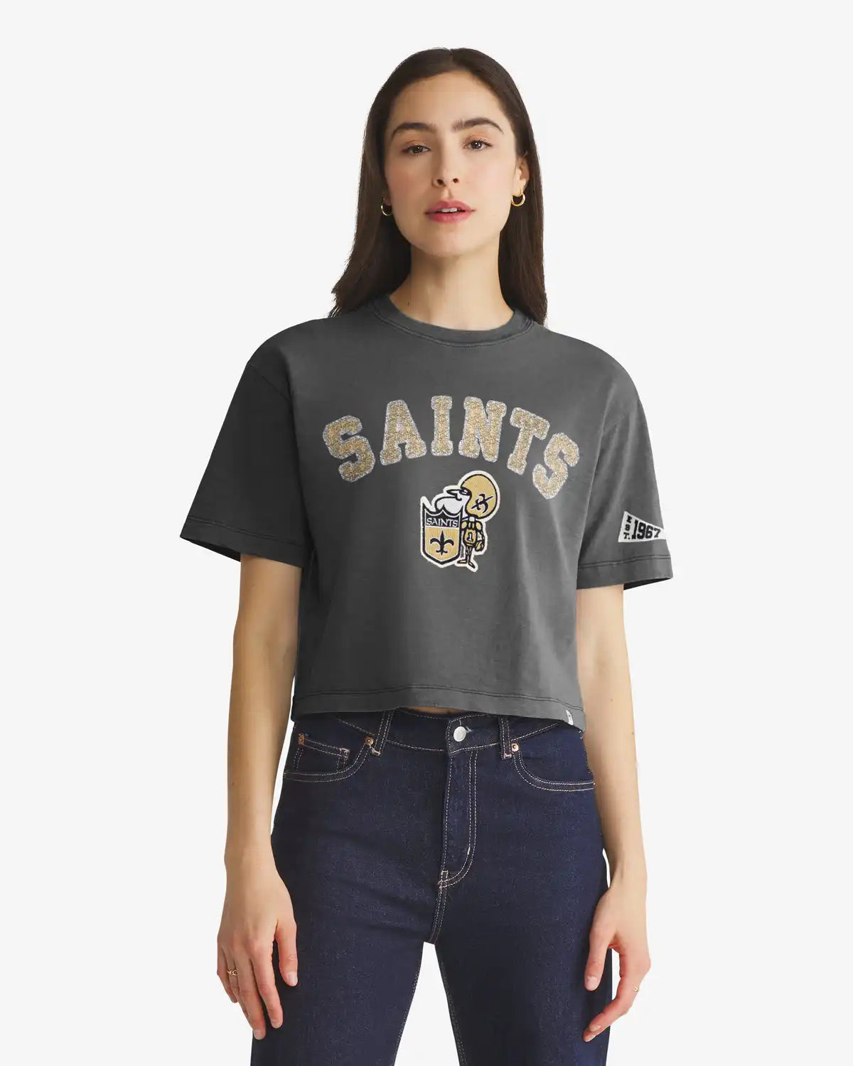 NEW ORLEANS SAINTS HISTORIC ELMORE WELL WORN '47 HEAVY SLUB TEE WOMENS