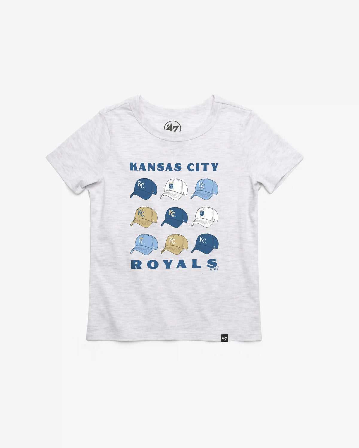 KANSAS CITY ROYALS COOPERSTOWN CAP OFF '47 KID'S FRANKLIN TEE