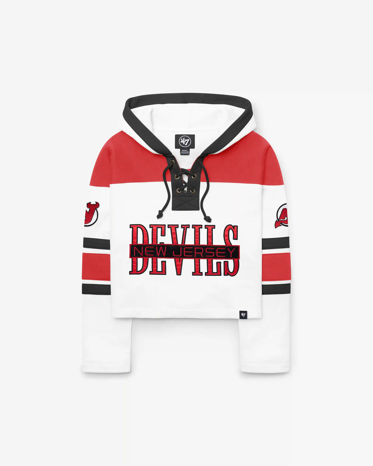 NEW JERSEY DEVILS CUT THRU CROPPED '47 WOMEN'S SUPERIOR LACER HOOD