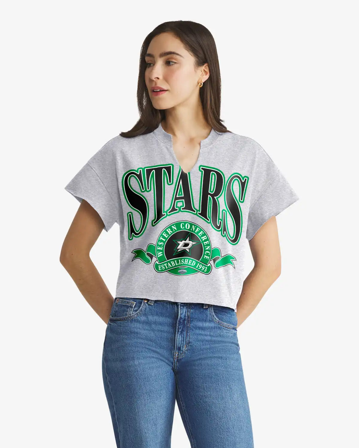 DALLAS STARS BANNERS OUT '47 WOMEN'S OVERSIZED NOTCH NECK TEE