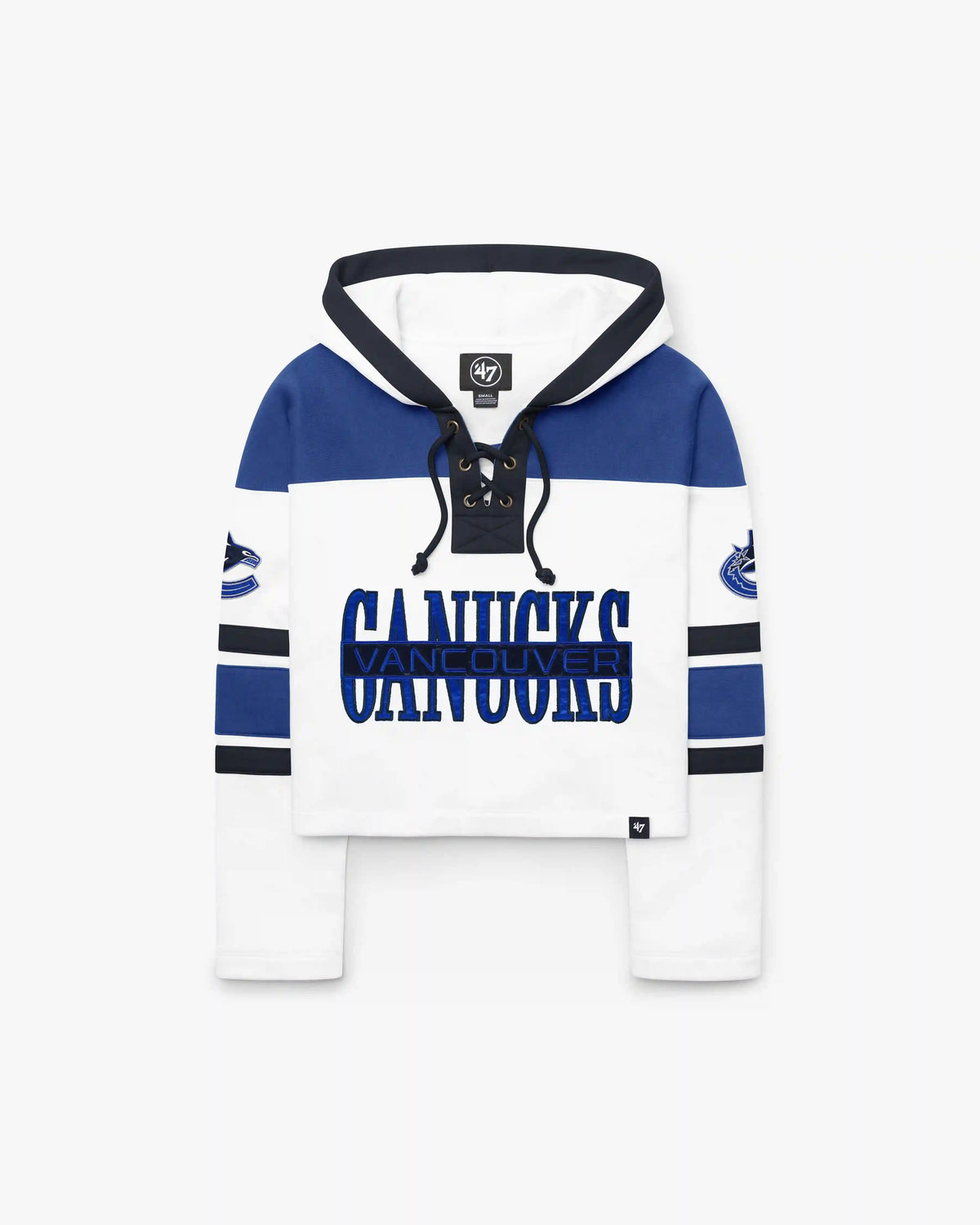 VANCOUVER CANUCKS CUT THRU CROPPED '47 WOMEN'S SUPERIOR LACER HOOD