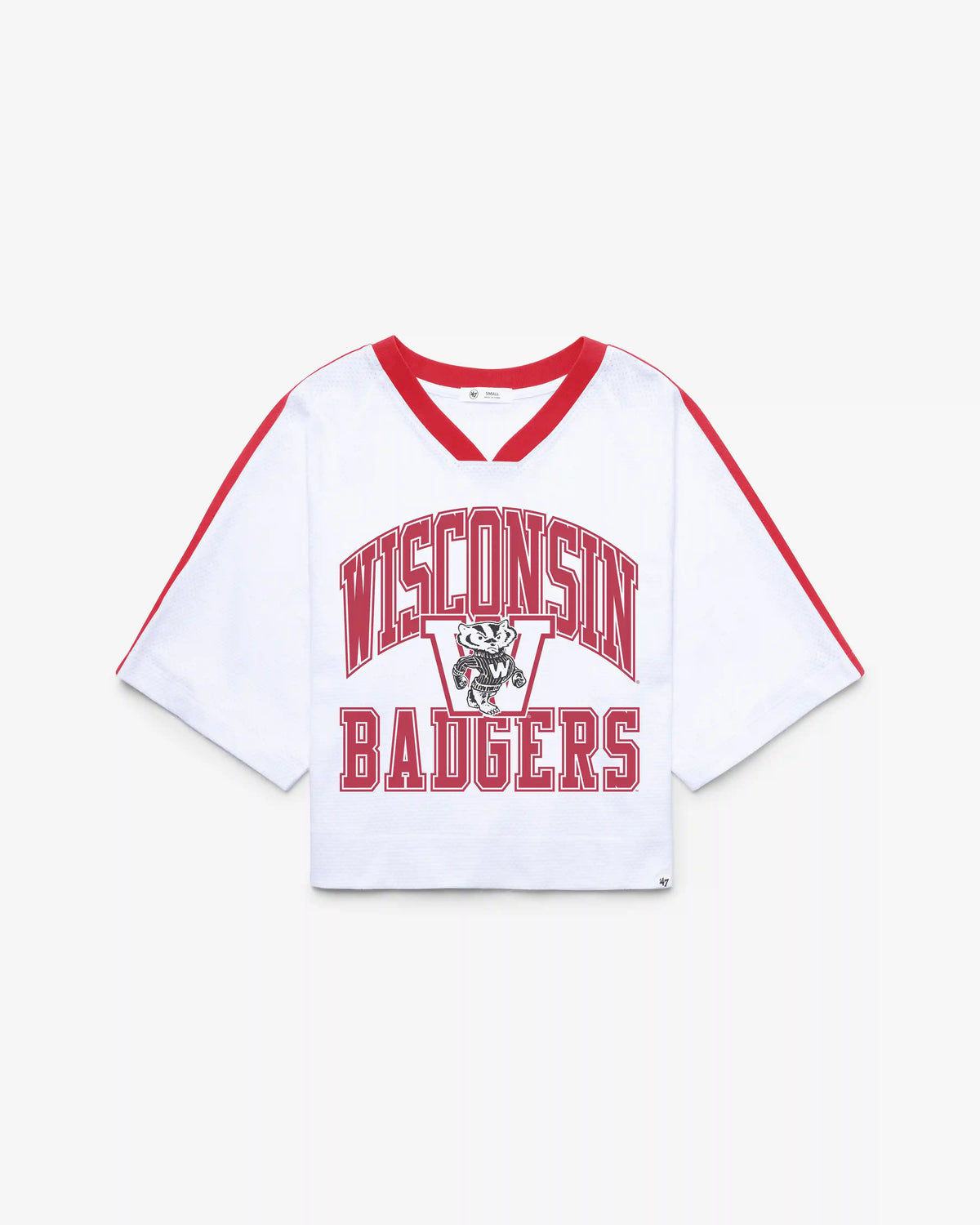 WISCONSIN BADGERS VINTAGE BIG OVERARCH '47 WOMEN'S DROP NEEDLE RAGLAN JERSEY