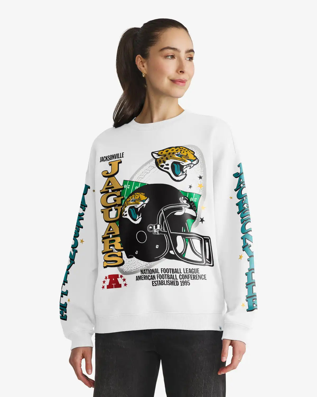 JACKSONVILLE JAGUARS THUNDEROUS '47 WOMEN'S OVERSIZED CREW