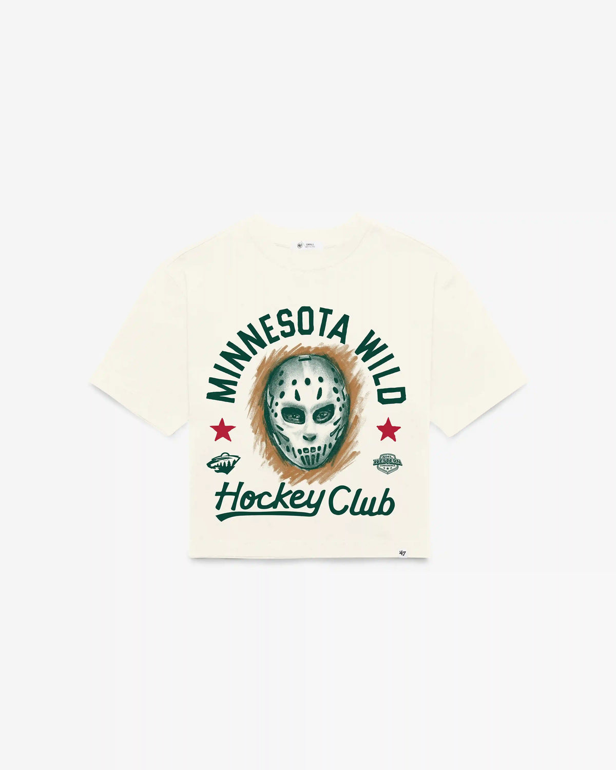 MINNESOTA WILD ARCH MASK '47 FOUNDATION CROP TEE WOMENS