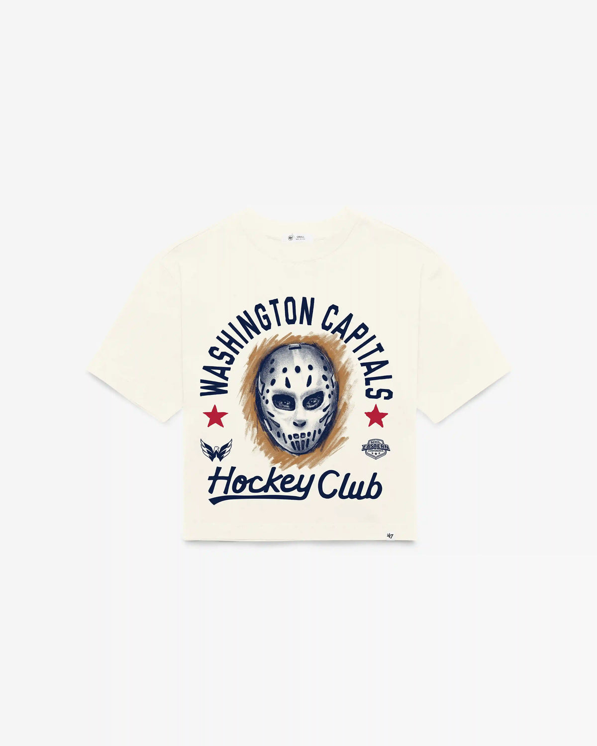 WASHINGTON CAPITALS ARCH MASK '47 FOUNDATION CROP TEE WOMENS