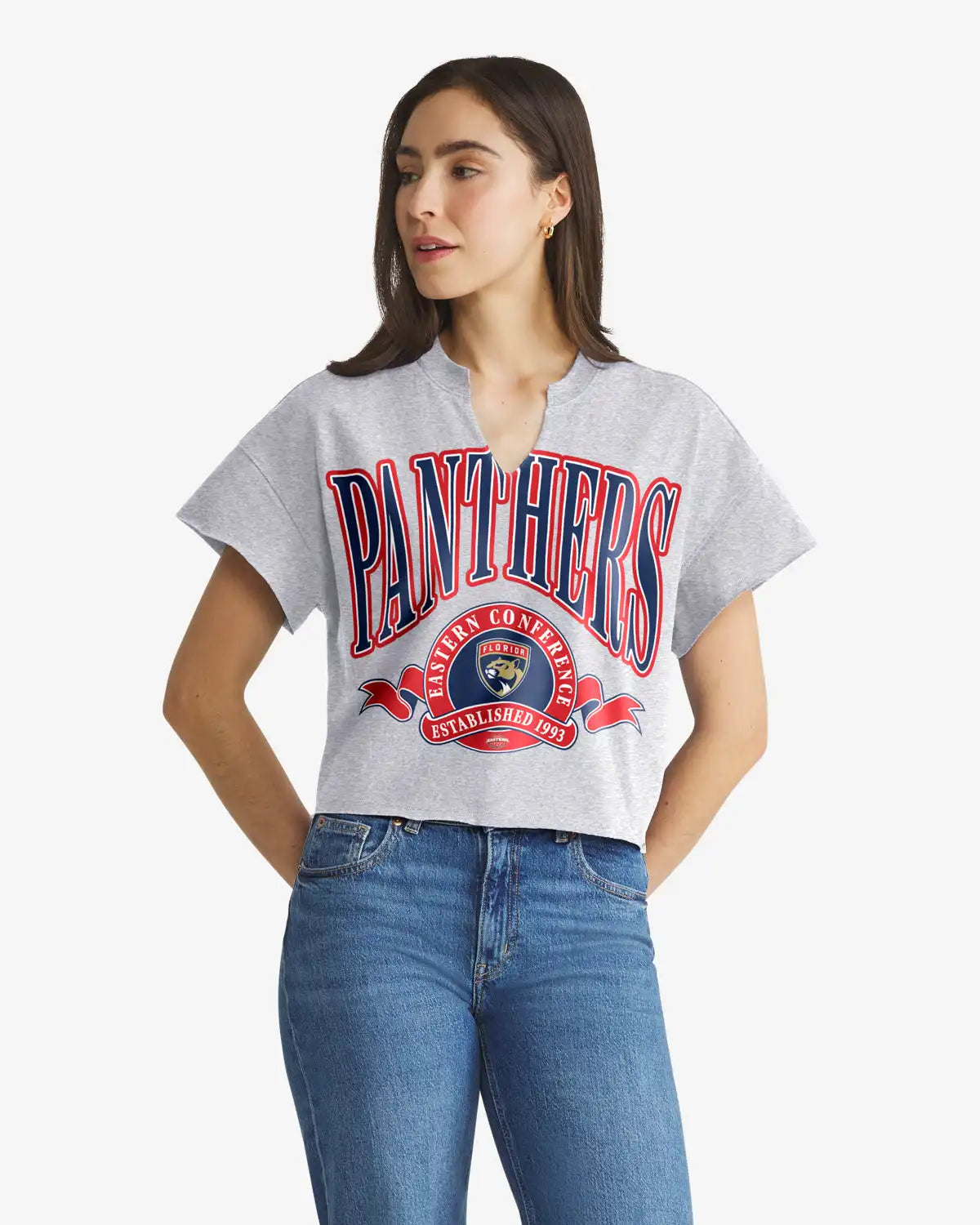 FLORIDA PANTHERS BANNERS OUT '47 WOMEN'S OVERSIZED NOTCH NECK TEE